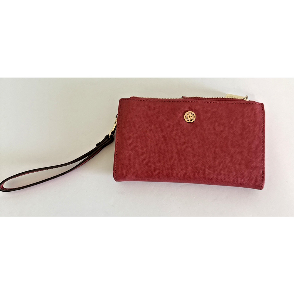 RARE COLOR‎ Coral Anne Klein Large Wallet Wristlet Clutch With Gold Hardware